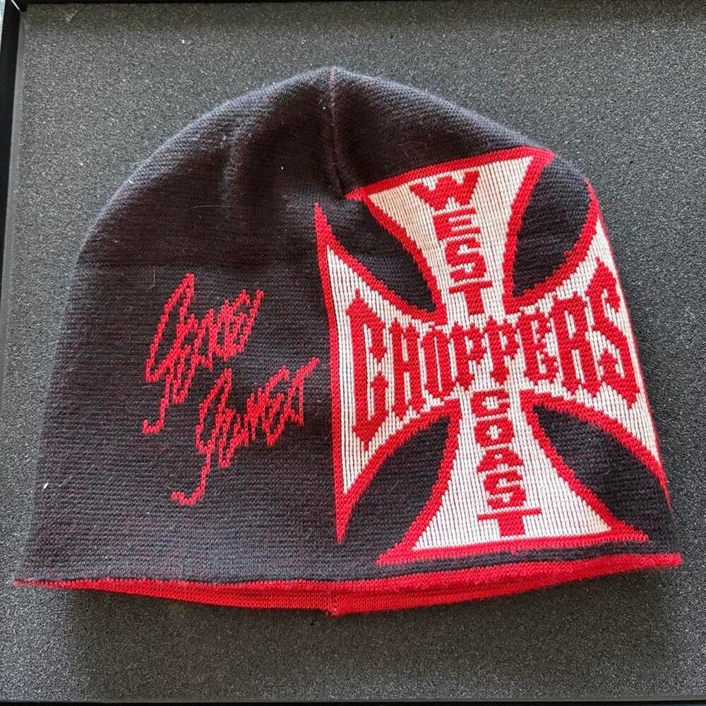 West Coast Choppers red & black beanie